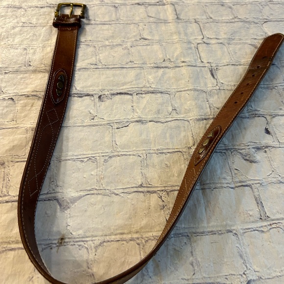 WESTERN MADE IN ITALY BROWN LEATHER WITH BRASS STUDS & STITCHING BELT WOMEN’S M - Picture 9 of 10